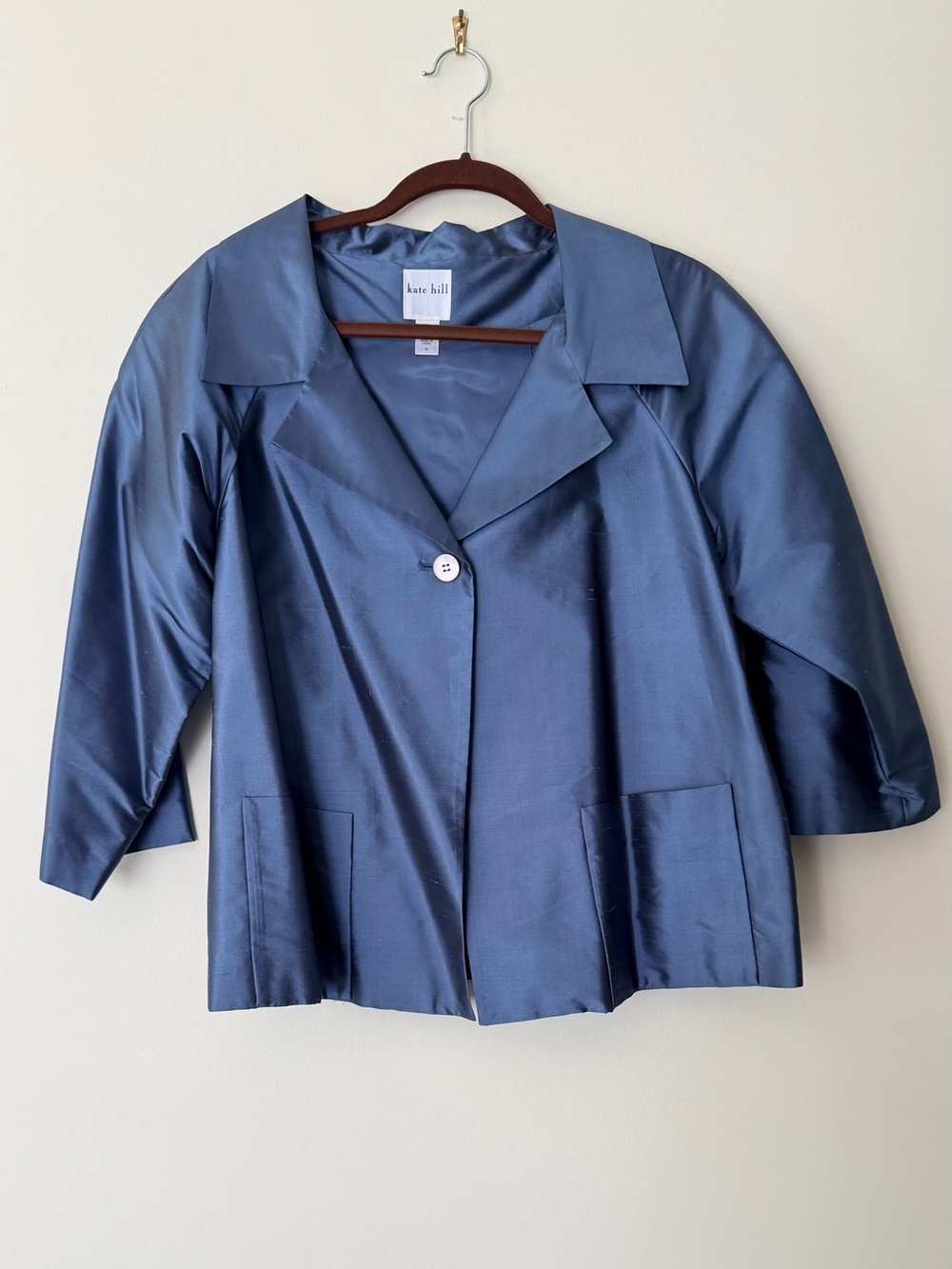 Kate Hill Light Blue Silk Cropped Jacket